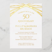 モダンアーチ ゴールド 50周年 結婚記念日 パーティー 箔招待状 (正面)