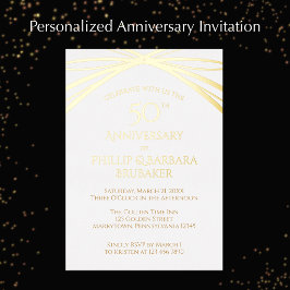 モダンアーチ ゴールド 50周年 結婚記念日 パーティー 箔招待状