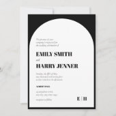 モダンアーチ ボールド タイポグラフィー QRコード 結婚式 招待状 (正面)