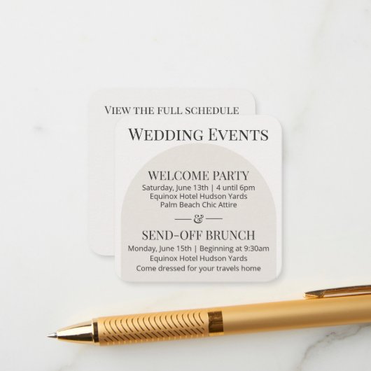 モダンアーチ ユダヤ式結婚式 ディテールカード テンプレート (正面/裏面インサイチュ)