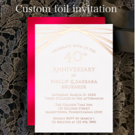モダンアーチ ルビー 40周年 結婚記念パーティー 箔招待状