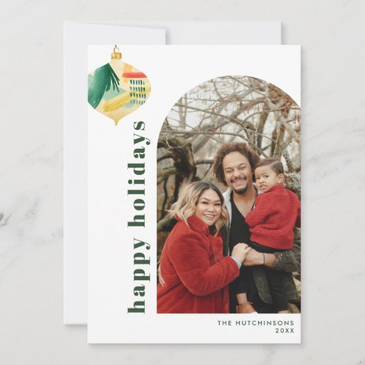 モダンアーチ&抽象芸術水彩オーナメント写真 シーズンカード (正面)