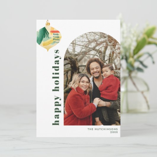 モダンアーチ&抽象芸術水彩オーナメント写真 シーズンカード (スタンド正面)