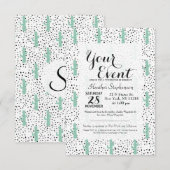 モダンアーティスティックアブストラクトカクタスとトライアングル 招待状 (正面/裏面)