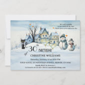 モダンアーティストの冬の誕生日パーティー 招待状 (正面)