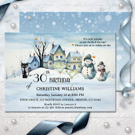 モダンアーティストの冬の誕生日パーティー 招待状