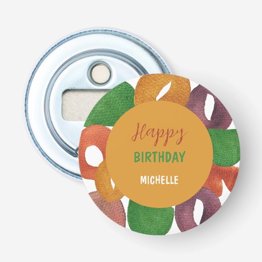 モダンアートの秋を彩るパターンの誕生日 栓抜き (正面)