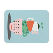 モダンアートの積み重ねられたカップと植物 マグネット (横)