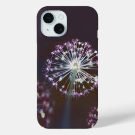 モダンアートの紫の花柄  iPhone 15ケース