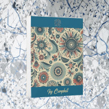 モダンアートの花柄ロゴ名カスタマイズポケットフォルダー