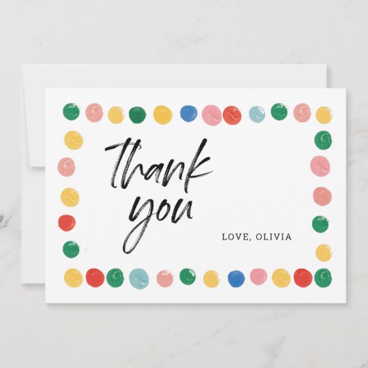 モダンアートの誕生日パーティーお礼カード サンキューカード (正面)
