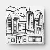 モダンアートの都市スカイラインのスケッチ画 フォトプラーク (正面)