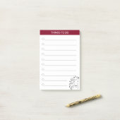 モダンアートの馬（バーガンディー＆ホワイト） ポストイット (デスク上)