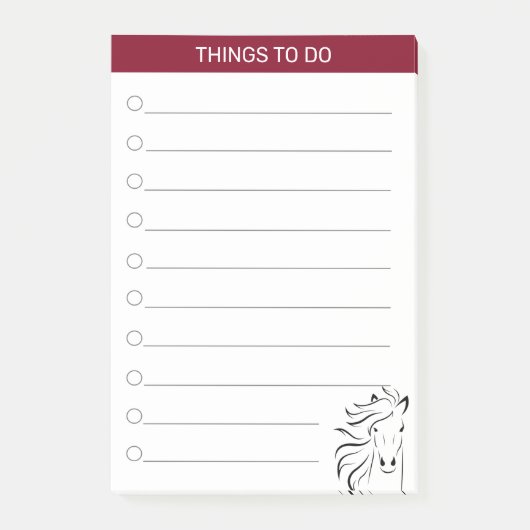 モダンアートの馬（バーガンディー＆ホワイト） ポストイット (正面)