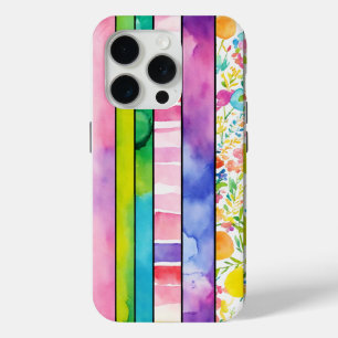 モダンアートカラフルキッズウォーター鮮やかカラー iPhone 15 PROケース