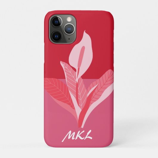 モダンアートカラーリリー ピンク 赤 モノグラム Case-Mate iPhoneケース (裏)
