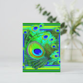 モダンアートグリーンピーコックフェザーアイギフト ポストカード (スタンド正面)