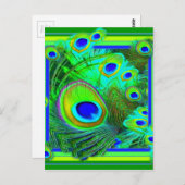 モダンアートグリーンピーコックフェザーアイギフト ポストカード (正面/裏面)