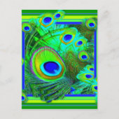 モダンアートグリーンピーコックフェザーアイギフト ポストカード (正面)