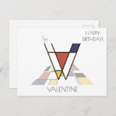 モダンアートスタイルのイニシャル。アルファベットのV ポストカード (正面/裏面)