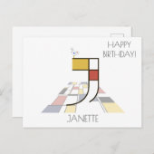 モダンアートスタイルのイニシャル。文字J ポストカード (正面/裏面)