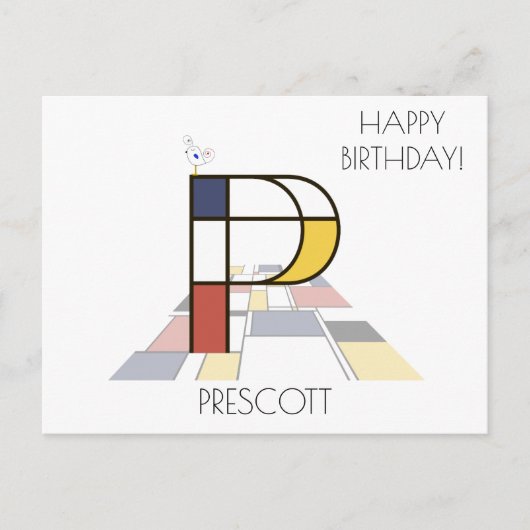 モダンアートスタイルのイニシャル。文字P ポストカード (正面)