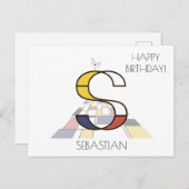 モダンアートスタイルのイニシャル。文字S ポストカード (正面/裏面)