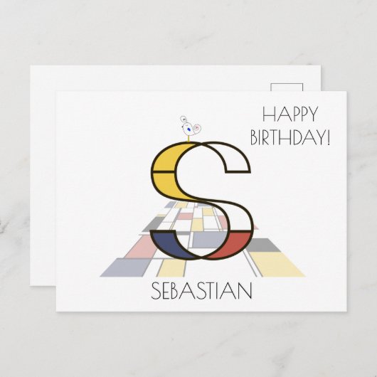 モダンアートスタイルのイニシャル。文字S ポストカード (正面/裏面)