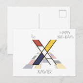 モダンアートスタイルのイニシャル。文字X ポストカード (正面/裏面)