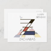 モダンアートスタイルのイニシャル。文字Z ポストカード (正面/裏面)