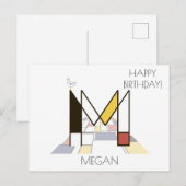 モダンアートスタイルのイニシャル。Mの文字 ポストカード (正面/裏面)