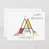 モダンアートスタイルのモノグラム。 文字A ポストカード (正面/裏面)