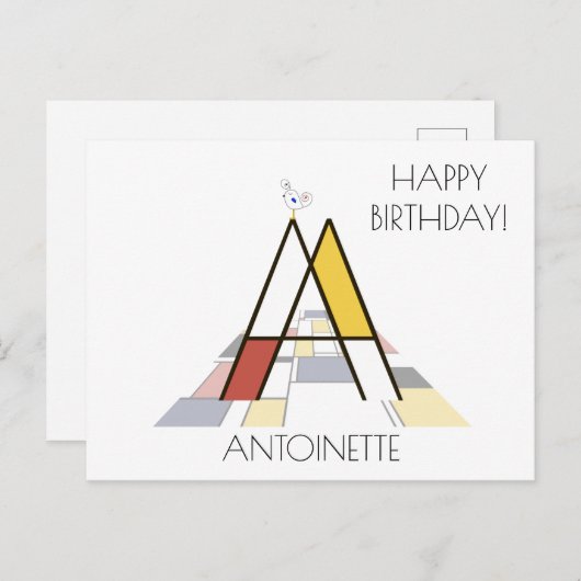 モダンアートスタイルのモノグラム。 文字A ポストカード (正面/裏面)