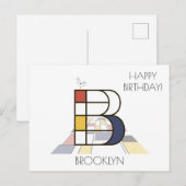 モダンアートスタイルのモノグラム。文字B ポストカード (正面/裏面)