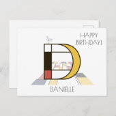 モダンアートスタイルのモノグラム。文字D ポストカード (正面/裏面)