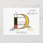 モダンアートスタイルのモノグラム。文字D ポストカード (正面)