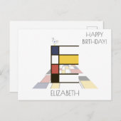 モダンアートスタイルのモノグラム。文字E ポストカード (正面/裏面)