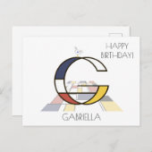 モダンアートスタイルのモノグラム。文字G ポストカード (正面/裏面)