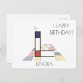 モダンアートスタイルのモノグラム。文字L ポストカード (正面/裏面)