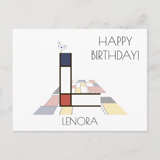 モダンアートスタイルのモノグラム。文字L ポストカード (正面)