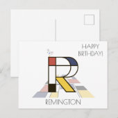 モダンアートスタイルのモノグラム。文字R ポストカード (正面/裏面)
