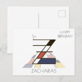 モダンアートスタイルのモノグラム。文字Z ポストカード (正面/裏面)