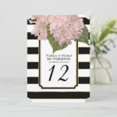 モダンアートデコスタイルのハイドランジア・フェイクゴールドストライプ 招待状 (スタンド正面)