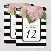 モダンアートデコスタイルのハイドランジア・フェイクゴールドストライプ 招待状 (正面/裏面)