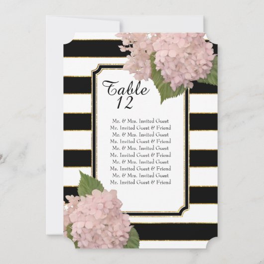 モダンアートデコスタイルの紫陽花テーブルシーティングリスト 招待状 (裏面)