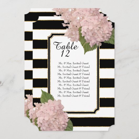 モダンアートデコスタイルの紫陽花テーブルシーティングリスト 招待状 (正面/裏面)