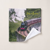 モダンアートトレイン写真ファミ人気があるリ最高のバス バスタオルセット (ウォッシュタオル)