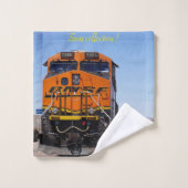 モダンアートトレイン写真ファミ人気があるリ最高のバス バスタオルセット (ウォッシュタオル)