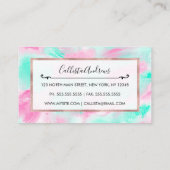モダンアートネオンピンクティール（緑がかった色）絵を描抽象芸術 名刺 (裏面)