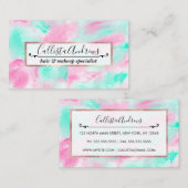 モダンアートネオンピンクティール（緑がかった色）絵を描抽象芸術 名刺 (正面/裏面)